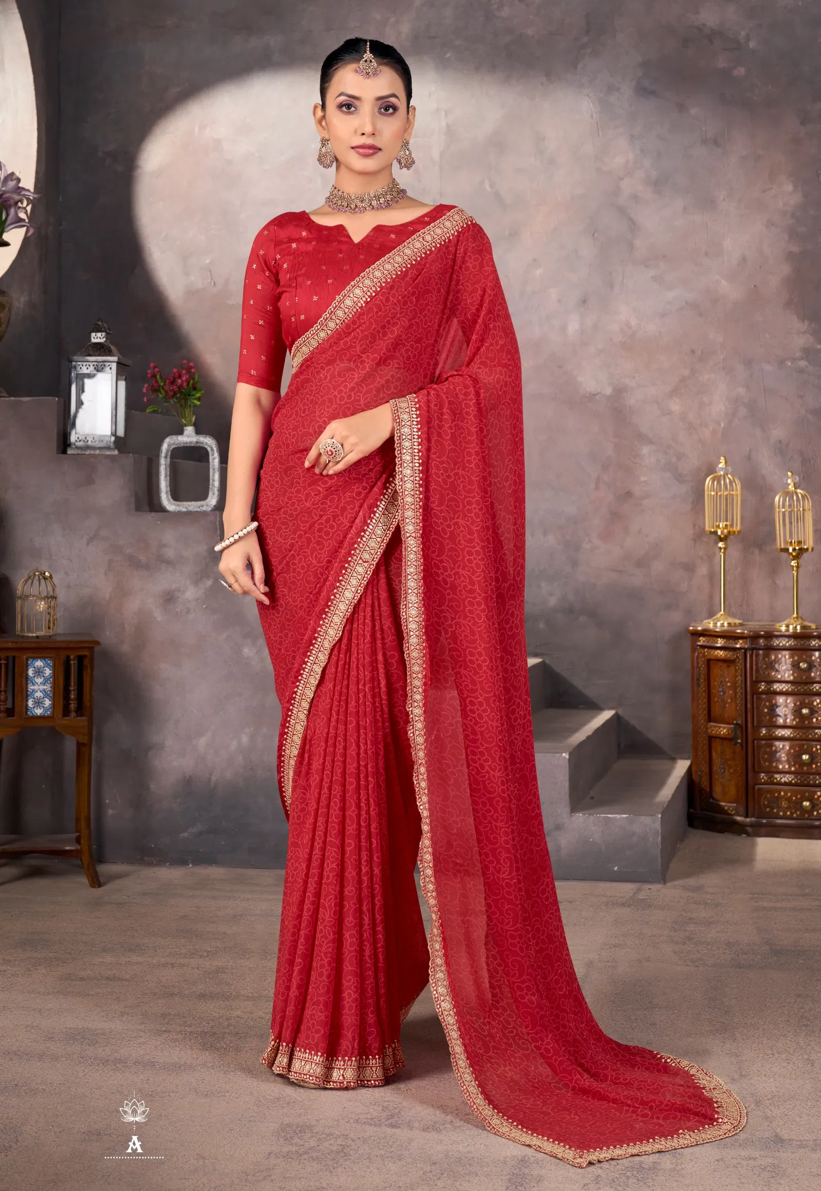 Sundri By Stavan Soft Georgette Embroidery Border Saree Online Wholesale
